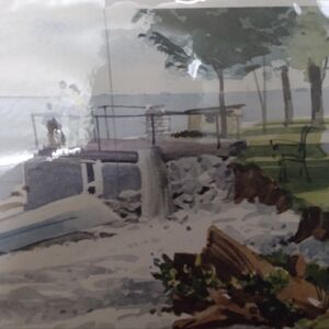 Watercolor painting, beach